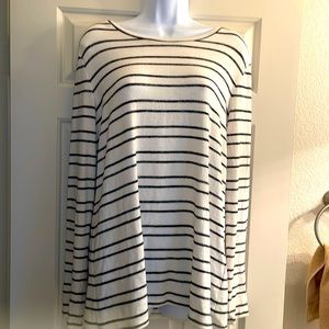 Banana Republic L tunic cream light boatneck sweater with black stripes